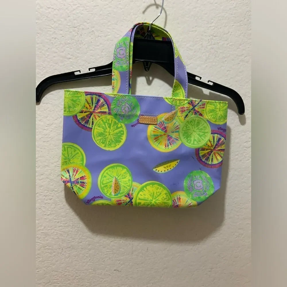 Consuela Grab N Go Small Tote Lunch Bag Purple With Limes NWT